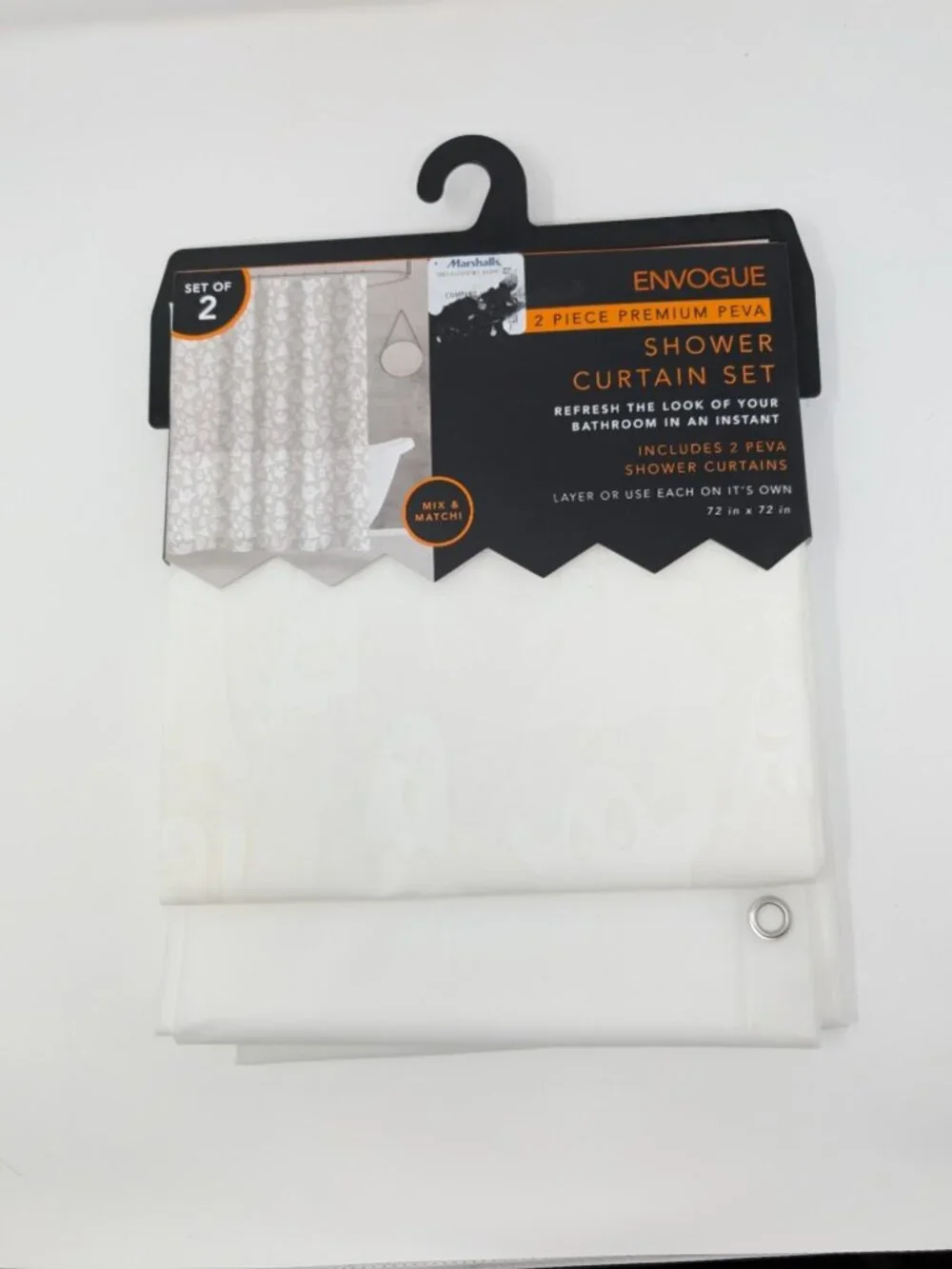 EnVogue Ghost Shower Curtain Set - 2 Piece Premium PEVA - 72